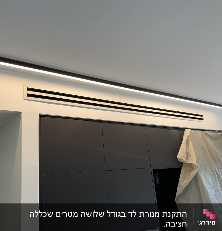תאורת תקרה מותקנת מעל ארון כהה
